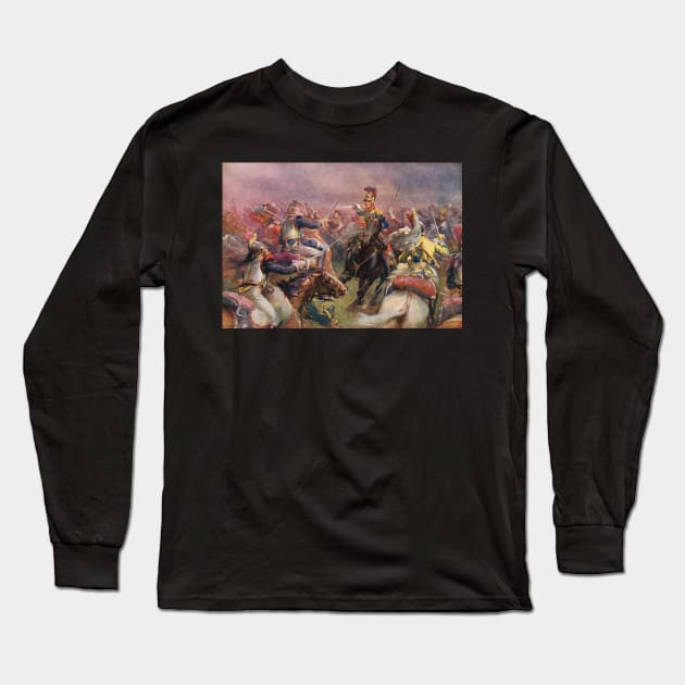 Charge of The Heavy Brigade Waterloo 1815 Long Sleeve T-Shirt by artfromthepast